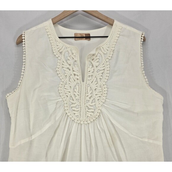 LEL Womens Embroidered Cotton Dress Lace Ivory Cottage Bride Romantic Tall Sz 12 - Picture 5 of 13